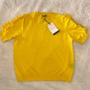 L Yellow “Who What Wear” Ruffle Sleeve Top